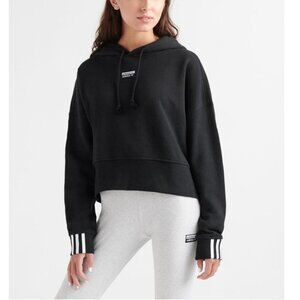 NWT adidas Originals Women's Vocal Cropped Hoodie EJ8537 Black Size Medium